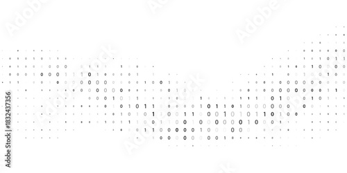 Binary flow. Digital data stream by grey ones and zeros. Minimal vector graphic pattern