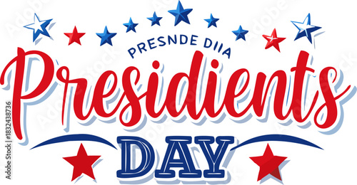 Presidents Day Patriotic Banner with American Flag Design Elements