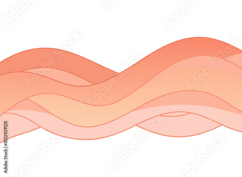 Abstract flowing waves of soft orange and pink hues creating a gentle undulating pattern on a stark black background symbolizing motion and transition in a minimalist design
