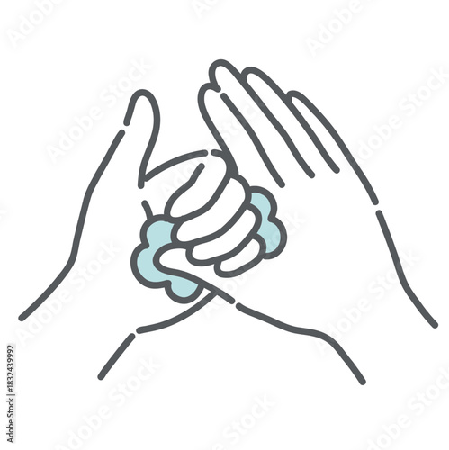 親指を重点的に洗う手洗い手順のイラスト（感染症予防）