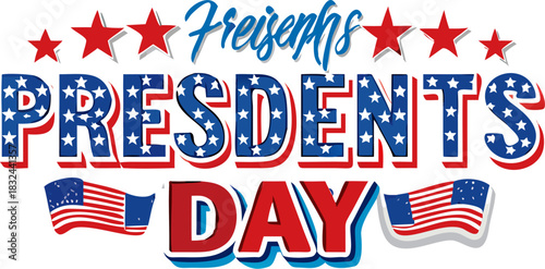 Presidents Day Patriotic Vector Icon with American Flag Elements