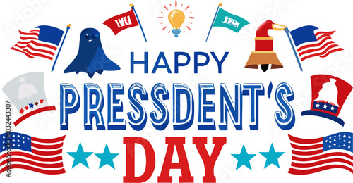 Presidents Day Patriotic Vector Icon American Holiday Celebration