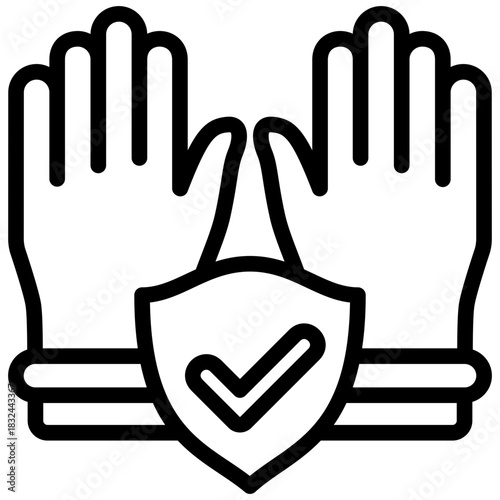 Safety Gloves Outline Icon Mini Illustration, Use For Modern Concept, Print, Ui, Ux Kit, Web And App Development. Vector Related To Firefighter, Rescue And More