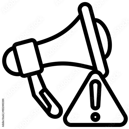 Megaphone Outline Icon Mini Illustration, Use For Modern Concept, Print, Ui, Ux Kit, Web And App Development. Vector Related To Firefighter, Rescue And More