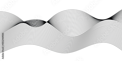 abstract creative black blend wave line design on transparent background.