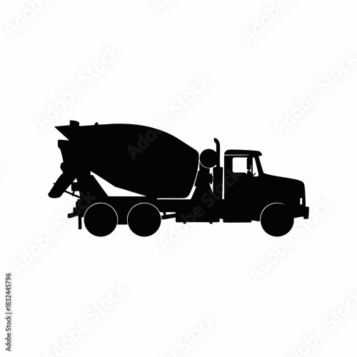 Concrete Mixer Truck Construction Vehicle Silhouette Icon