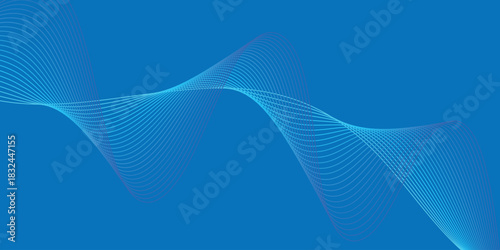 abstract creative minimalist blue white wave line on blue background.