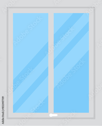 Simple white plastic window with two glass panes illustration.