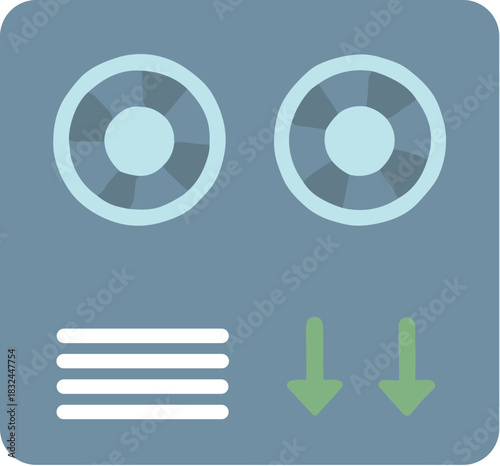 Flat design icon of a computer data server rack.