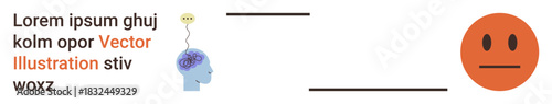 Mental health, neuroscience, emotions, cognitive processes, brain activity, human connection. ion of a head with a glowing brain and a neutral face. Mental health and neuroscience