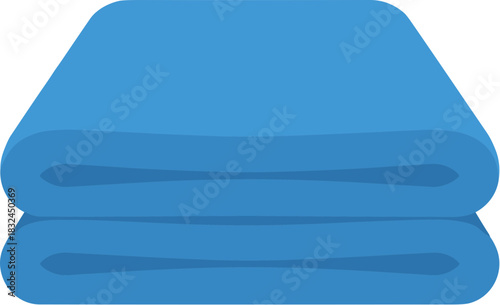 Neatly folded blue bath towel stack vector icon illustration.