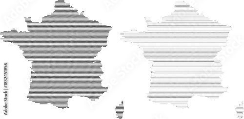 French map. France map vector dotted pattern with different style illustration showing French bordar, state country, France map dotted pixel pattern shape view. Dot pattern France map illustration