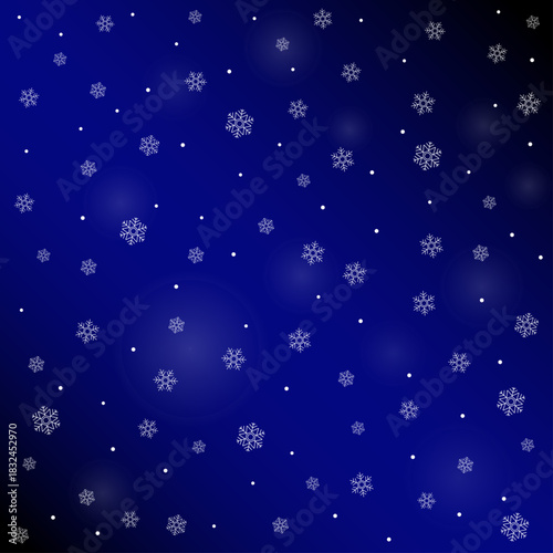 Blue chrismas background card design with winter illustration. Winter holidays concept poster design to use for merry christmas greetings, winter advertising, happy new year card.