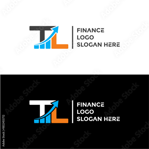 Letter TL Logo Design on Financial Chart Vector Template