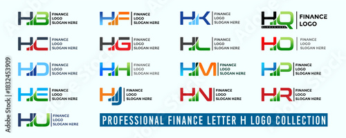 Set Letter H Logo Design on Financial Chart Vector Template
