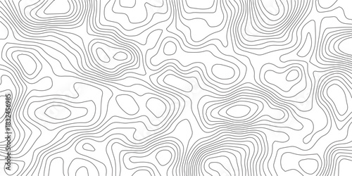 The black grey on white contours vector topography stylized height of the lines. The concept of a conditional geography scheme and the terrain path. Ultra wide. Map vector terrain Illustration.	
