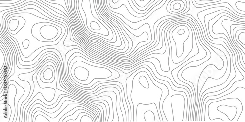 The black grey on white contours vector topography stylized height of the lines. The concept of a conditional geography scheme and the terrain path. Ultra wide. Map vector terrain Illustration.	