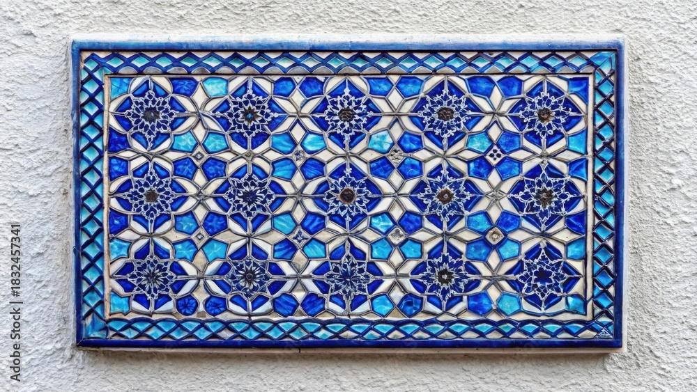 Obraz premium Intricate Ceramic Tile Artwork with Blue and White Patterns