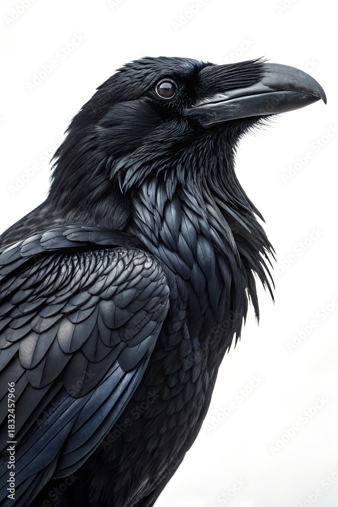 Fototapeta premium close up of a crow on white background