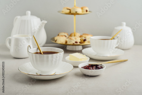 Wallpaper Mural English Afternoon Tea  in elegant white porcelain cups Torontodigital.ca