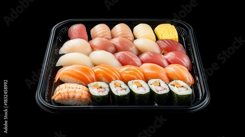 Exquisite Sushi Platter Displaying a Variety of Nigiri and Maki Rolls