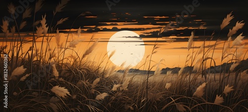 silhouette of grass ,generative AI