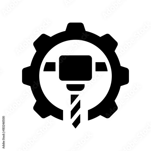 Cnc Machine Icon - Solid Black