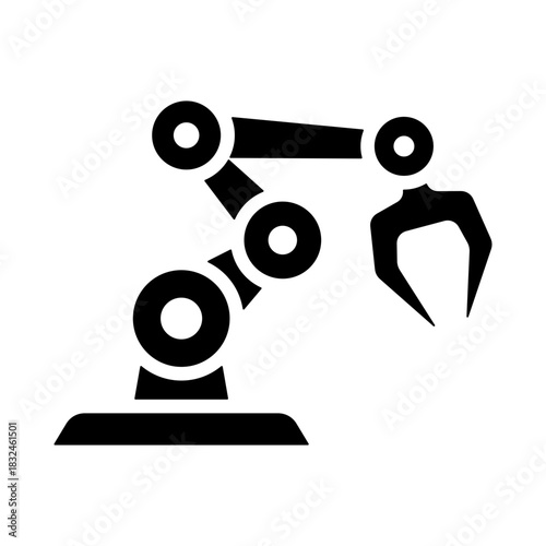 Robotic Arm Icon - Solid Black