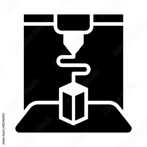3D Printer Icon - Solid Black