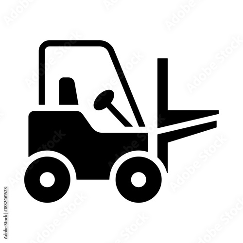 Forklift Icon - Solid Black