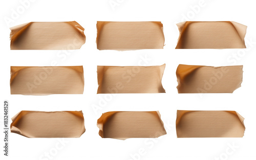 Wallpaper Mural Nine torn brown paper pieces with rough edges arranged in a grid against a black background Torontodigital.ca