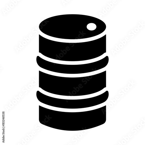 Chemical Drum Icon - Solid Black