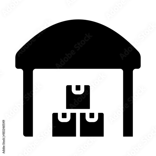 Warehouse Icon - Solid Black