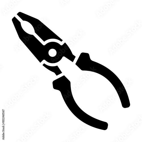 Pliers Icon - Solid Black