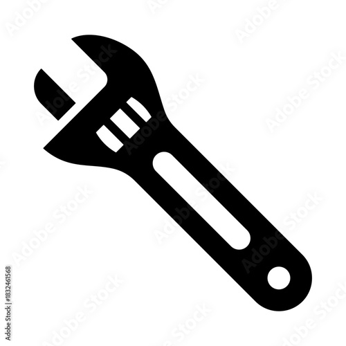 Wrench Icon - Solid Black