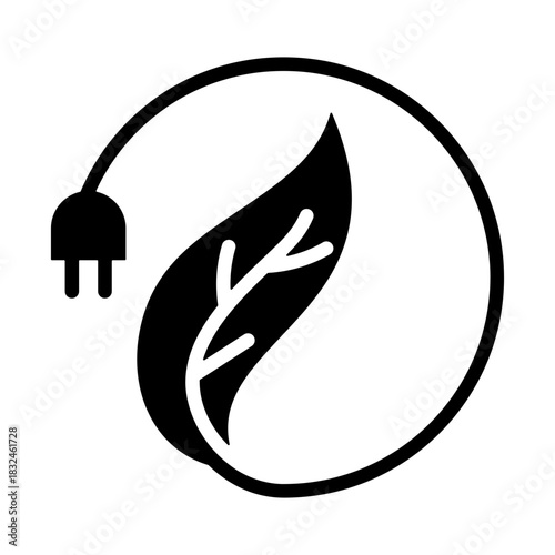 Energy Saving Icon - Solid Black