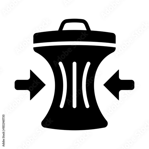 Waste Reduction Icon - Solid Black