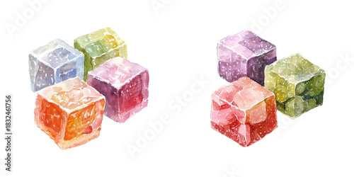 turkish delight watercolor vector illustration