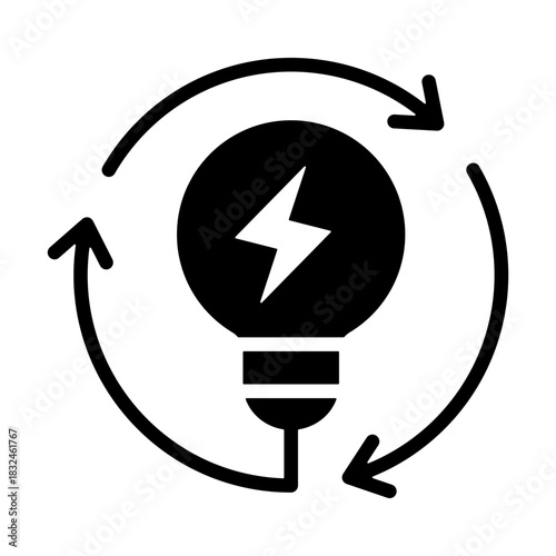 Renewable Energy Icon - Solid Black