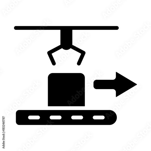 Packaging Line Icon - Solid Black