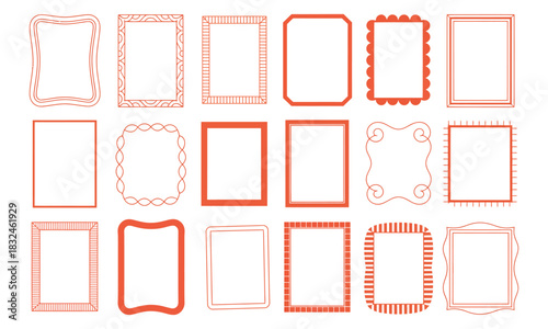 Frames set featuring elegant retro wavy lines, striped and checkered borders, ideal for wedding invitation templates, decorative stationery, posters, 