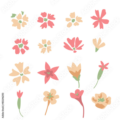 Ditsy flowers vector decorative set