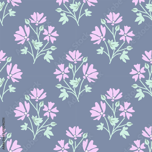Pink mallow decorative floral pattern