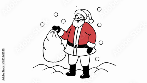 Santa Claus Christmas Character Illustration with Traditional Red Suit