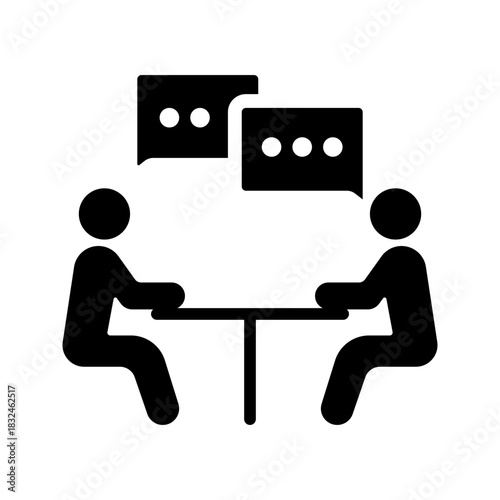 One on One Coaching Meeting People Flat Black Icon
