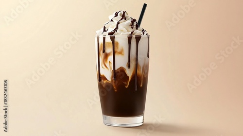 Delicious iced mocha with whipped cream and chocolate drizzle, a perfect treat