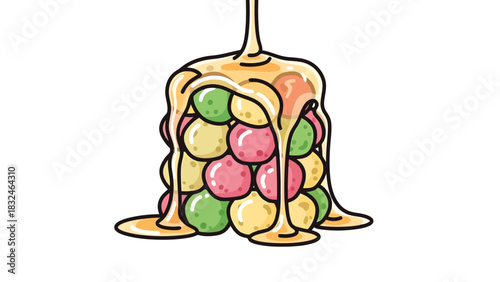 Delicious Colorful Sweet Dumplings Stacked and Drizzled with Syrup sweet dessert indonesian food lupis traditional