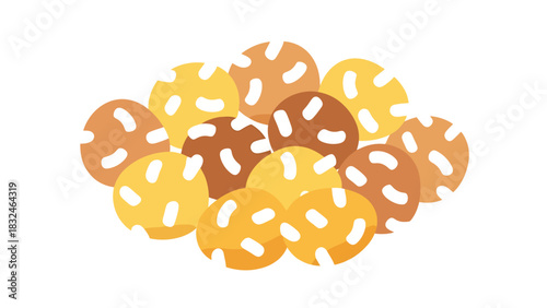 Artistic Rendering of Round Snacks with Speckled Pattern sweet dessert indonesian food lupis traditional