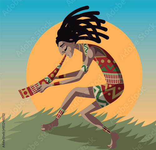 kokopelli native god dancing with flute