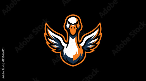 Esports logo design featuring a stylized swan with spread wings, ideal for gaming teams and organizations